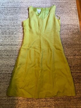 Talbots Lime Green Sleeveless V-Neck Midi Dress, size 12